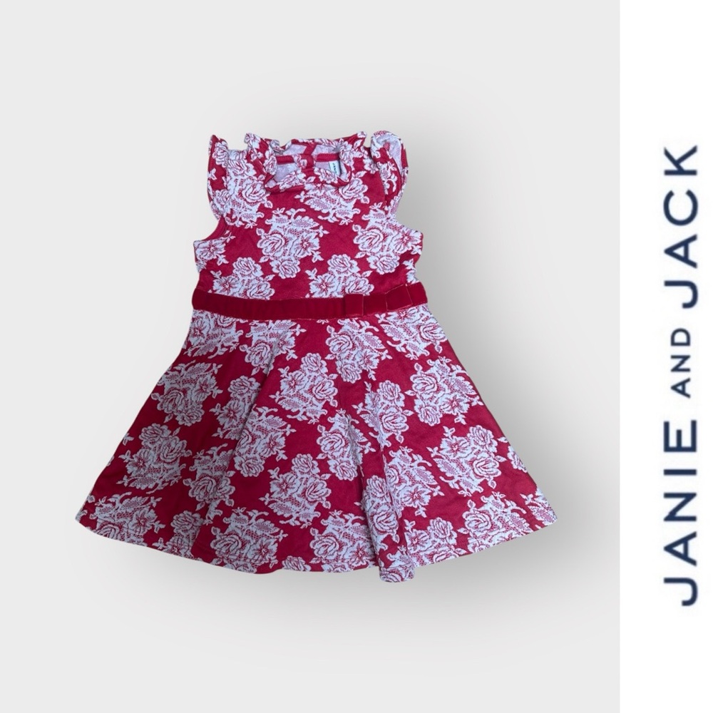 Janie and Jack Bradbury Red Floral Jacquard Dress, Size 18-24M, MSRP $54